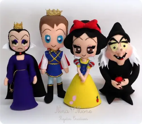 Bonecos Branca de Neve em Feltro