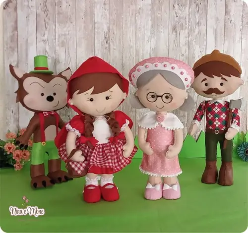 Bonecos Chapeuzinho Vermelho em Feltro
