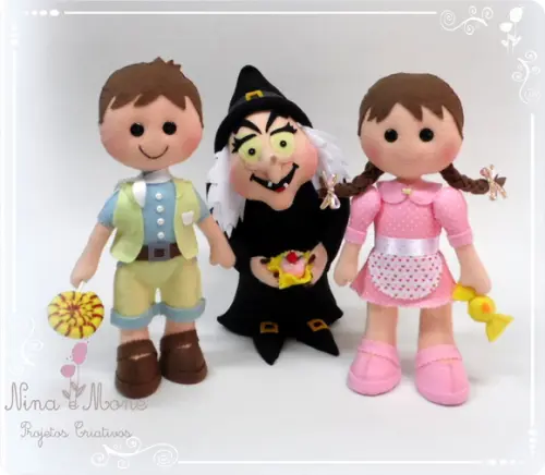 Bonecos João e Maria em Feltro