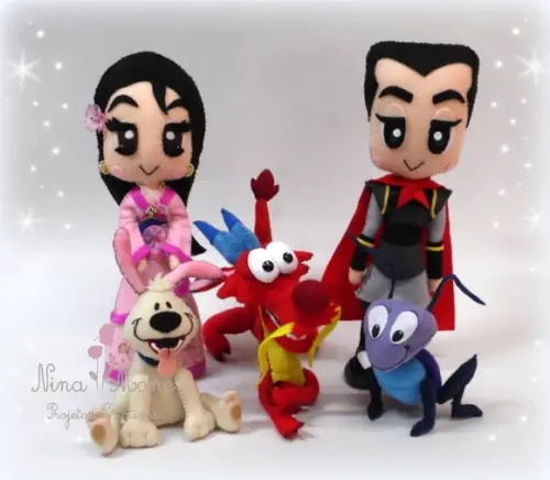 Bonecos Tema Mulan em Feltro