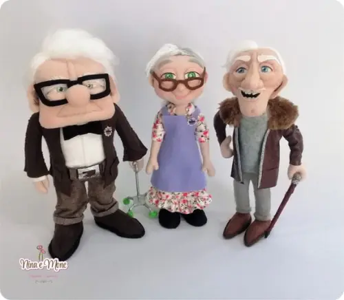 Bonecos Tema Up de Feltro - Carl, Ellie e Charles