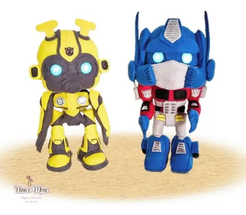 Bumblebee e Optimus Prime de Feltro - Tema Transformers