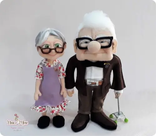 Casal Up Ellie e Carl de Feltro - Tema Up Altas Aventuras