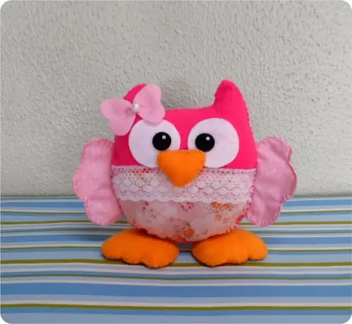 Coruja Pink Baby em feltro