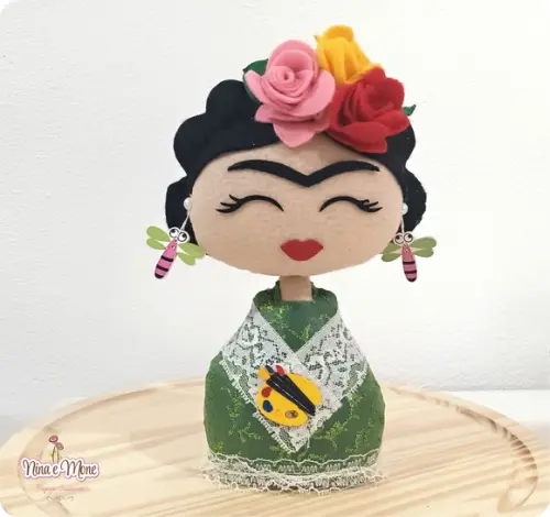Frida Kahlo Peso de Mesa em Feltro