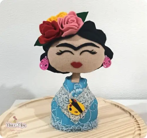 Frida Kahlo Peso de Mesa em Feltro