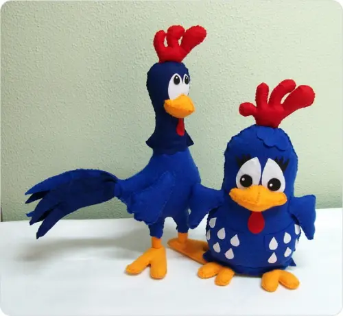 Galinha Pintadinha e Galo Carijó de Feltro