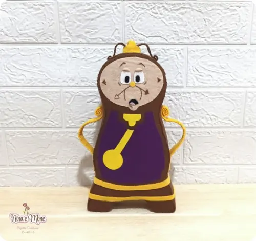 Horloge em Feltro - Kit Bela e a Fera