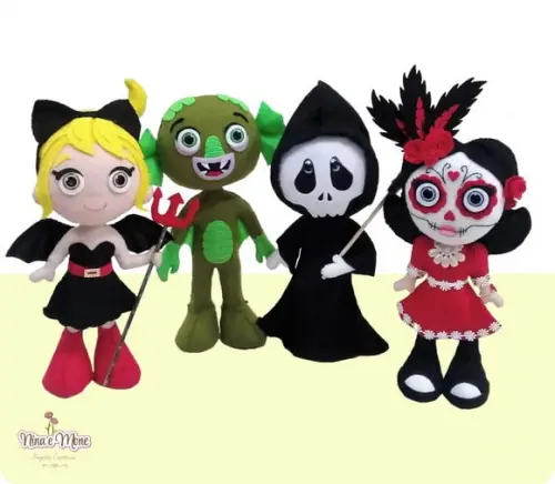 Kit 3 de Bonecos Halloween de Feltro