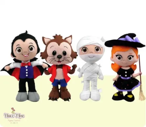 Kit 1 de Bonecos Halloween de Feltro