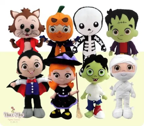 Kit 5 de Bonecos Halloween de Feltro