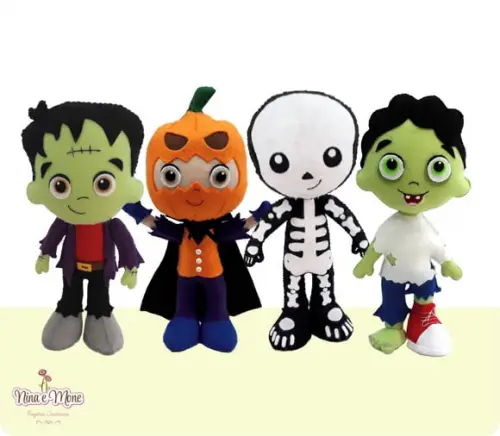 Kit 2 de Bonecos Halloween de Feltro
