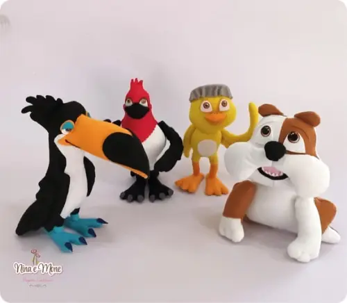 Kit de 4 Bonecos Rio - o Filme de Feltro