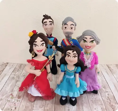 Kit de Bonecos Tema Elena de Avalor de Feltro