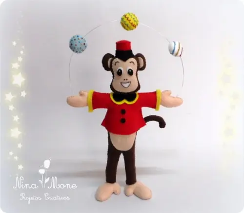 Macaco Malabarista de Feltro