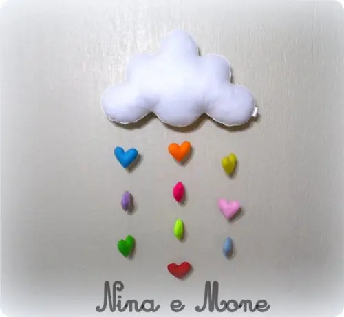 Nuvem de Feltro com Chuva de Corações
