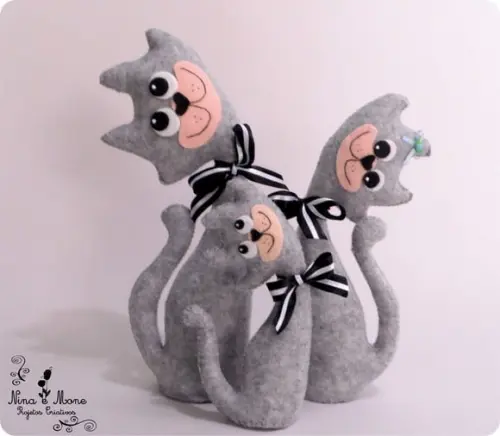 Trio de Gatinhos de Feltro