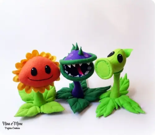 Trio de Plantas de Feltro