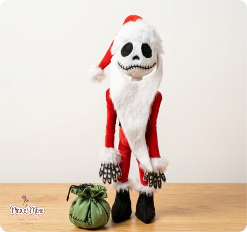 Boneco Santa Jack Esqueleto de feltro  - tema Estranho Mundo de Jack