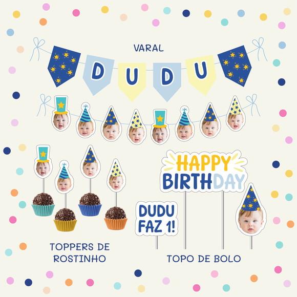 Kit Festa Alegria com Rostinho - Azul e Amarelo