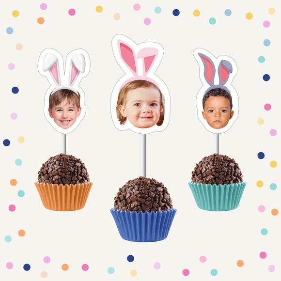 Toppers de Docinho com Rostinho - Páscoa Coelhinho