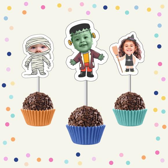 Toppers de Docinho com Rostinho - Halloween / Dia das Bruxas