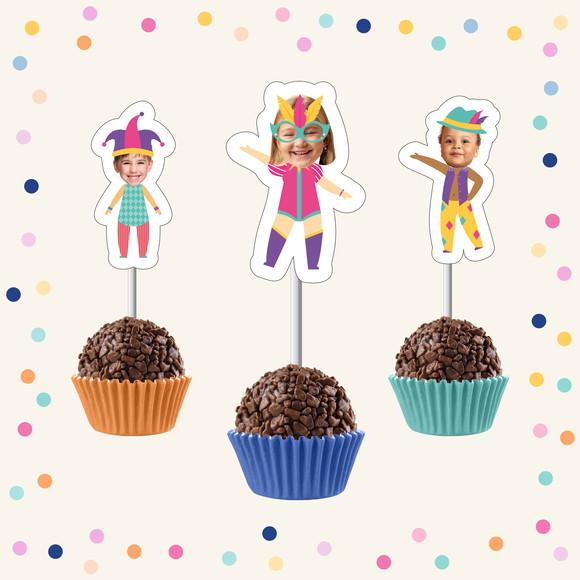 Toppers de Docinho com Rostinho - Carnaval