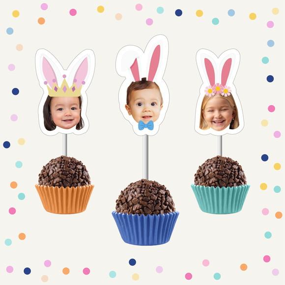 Toppers de Docinho com Rostinho - Páscoa Coelhinho