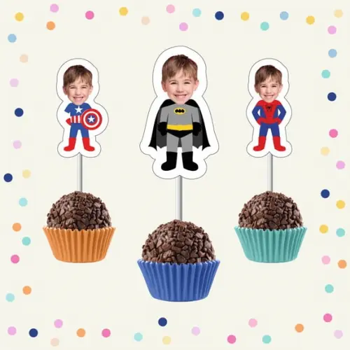 Toppers Docinho com Rostinho - Super Herói