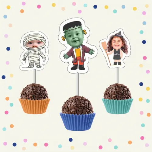 Toppers de Docinho com Rostinho - Halloween / Dia das Bruxas