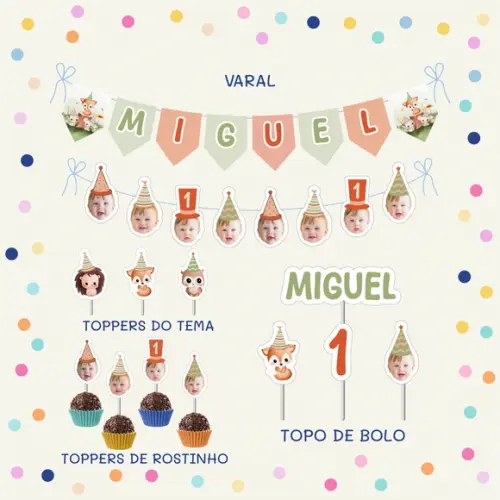 Kit Festa Alegria com Rostinho - Animais da Floresta