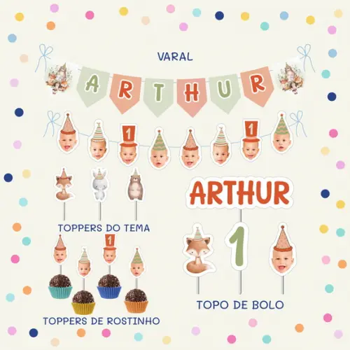 Kit Festa Alegria com Rostinho - Animais da Floresta