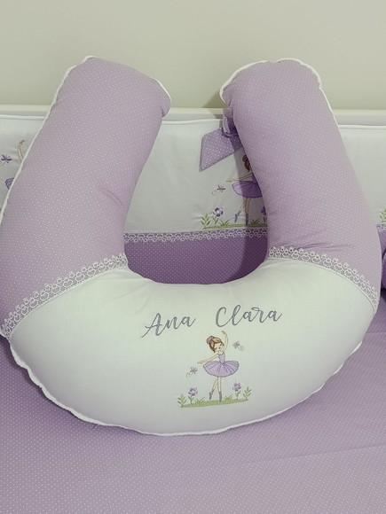 Almofada de Amamentação Bordada Bailarina Lilas