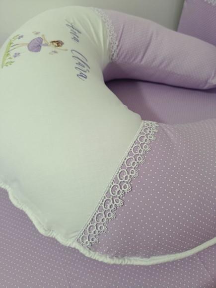 Almofada de Amamentação Bordada Bailarina Lilas