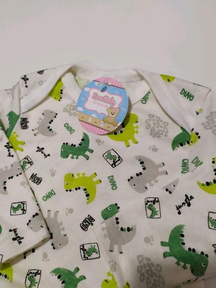 Body de bebe manga comprida estampado em malha 100% algodão