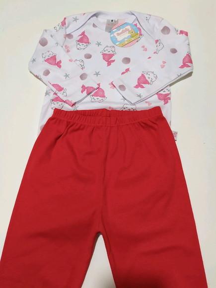 Body de bebe manga comprida estampado em malha 100% algodão