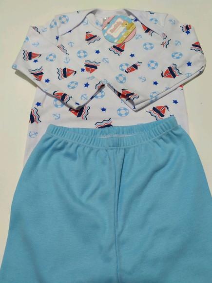 Body de bebe manga comprida estampado em malha 100% algodão