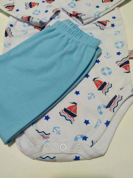 Body de bebe manga comprida estampado em malha 100% algodão