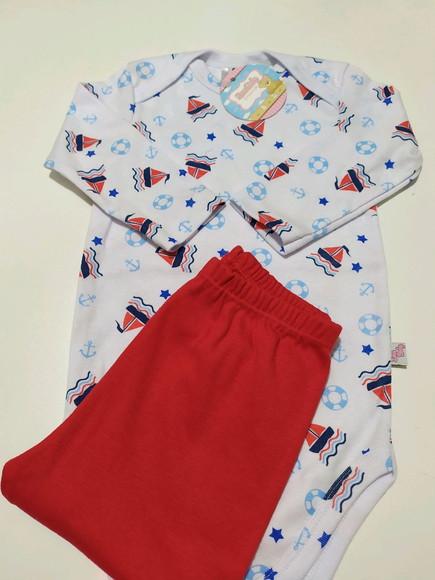 Body de bebe manga comprida estampado em malha 100% algodão