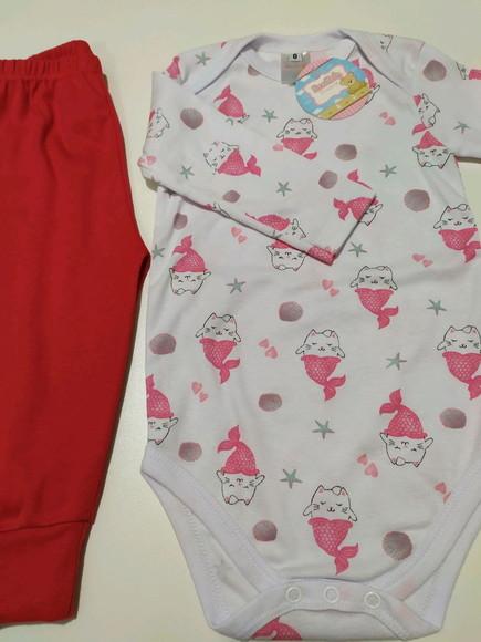 Body de bebe manga comprida estampado em malha 100% algodão