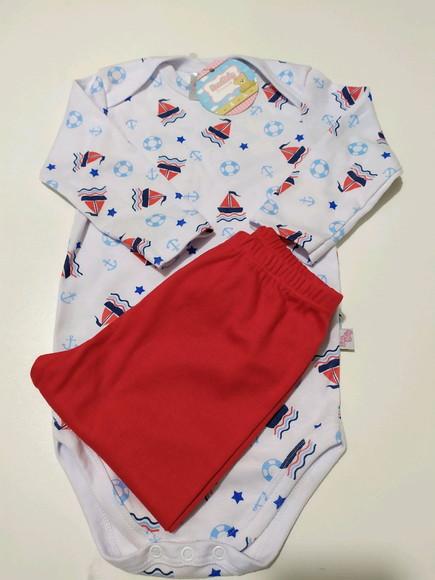 Body de bebe manga comprida estampado em malha 100% algodão