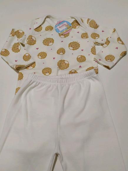 Body de bebe manga comprida estampado em malha 100% algodão