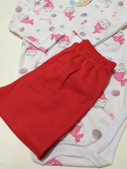 Body de bebe manga comprida estampado em malha 100% algodão