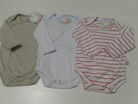 Body de bebe manga comprida estampado em malha 100% algodão