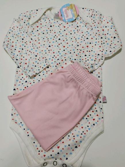 Body de Bebe Manga Comprida Estampado em Malha 100% Algodão