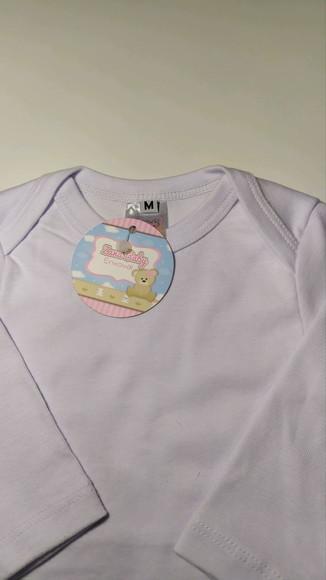 Body de bebê manga longa liso em malha 100% algodão