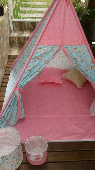 Cabana Infantil Bailarina Rosa e Verde com Colchonete