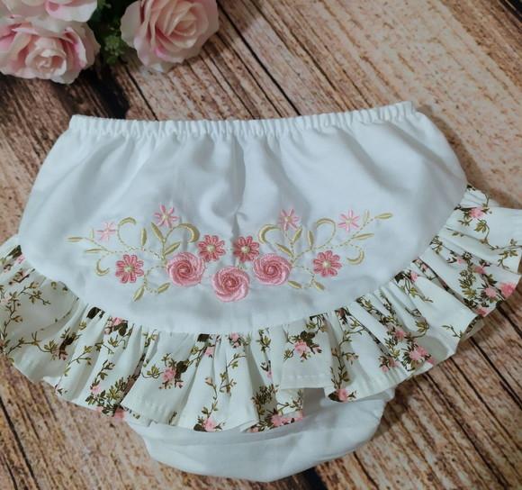 Calcinha Infantil Forrada Tapa Fraldas Bunda Rica Bordada