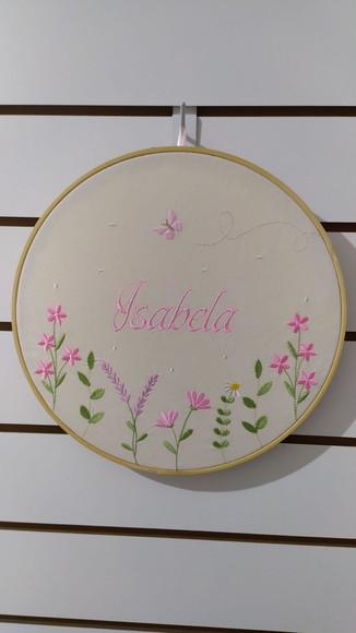 Enfeite Porta Maternidade Bordado Bastidor Jardim Encantado