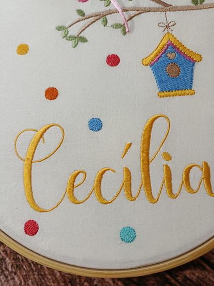 Enfeite Porta Maternidade Bordado Bastidor Casinha no Galho